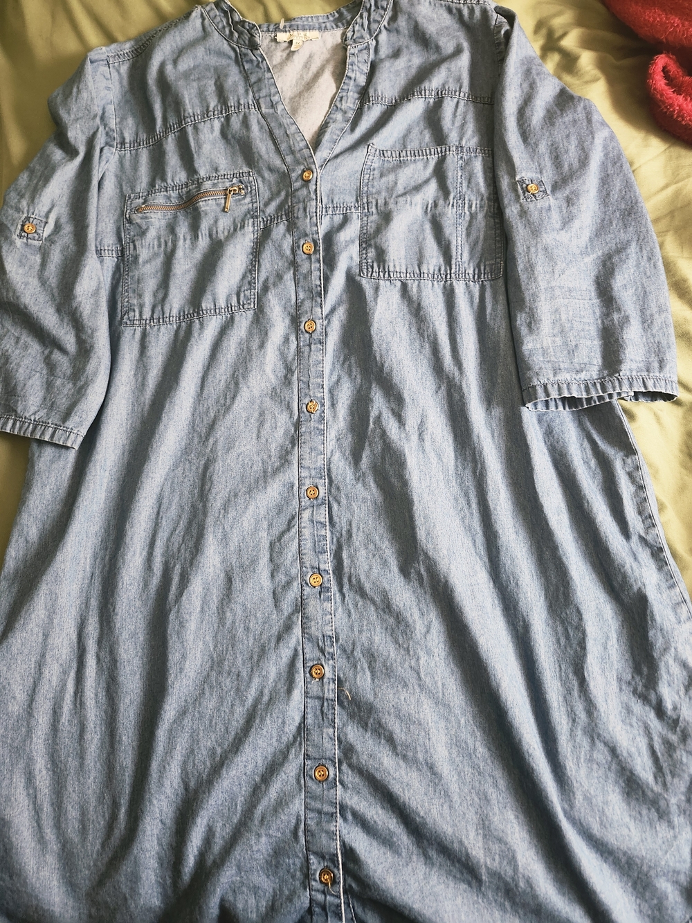 Light Blue Denim Button-Front Mini Dress